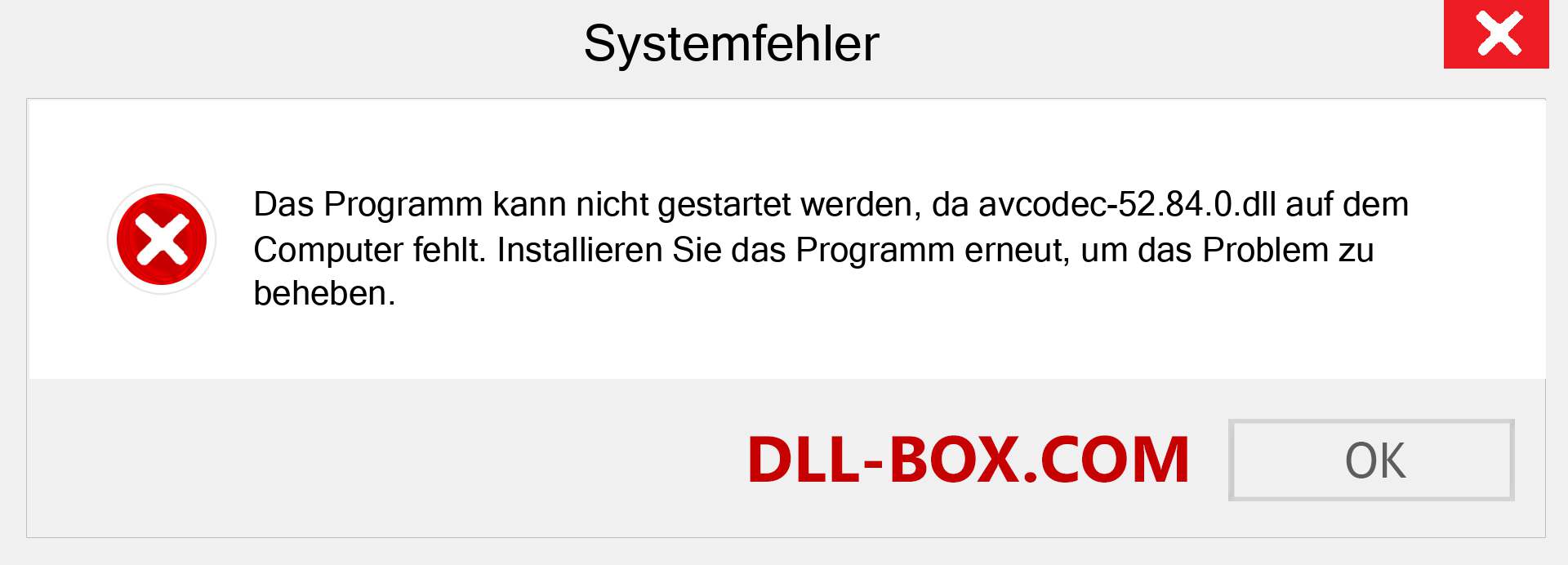 avcodec-52.84.0.dll-Datei fehlt?. Download für Windows 7, 8, 10 - Fix avcodec-52.84.0 dll Missing Error unter Windows, Fotos, Bildern