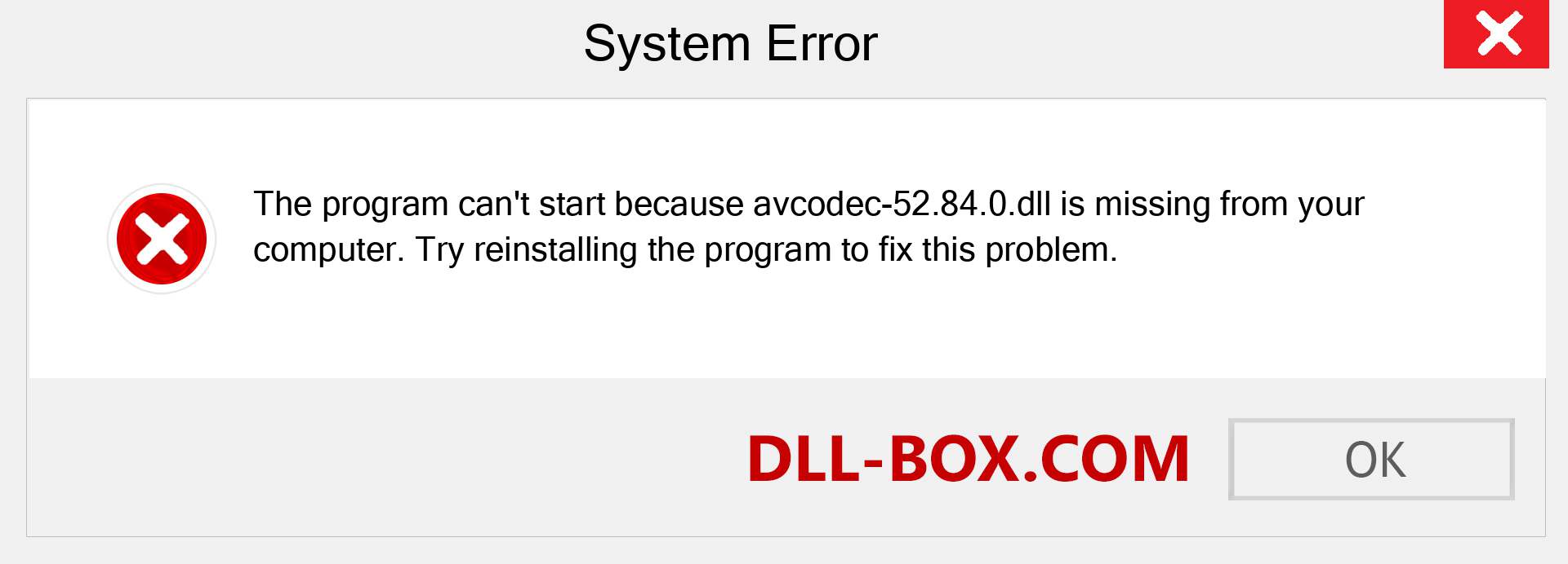  avcodec-52.84.0.dll file is missing?. Download for Windows 7, 8, 10 - Fix  avcodec-52.84.0 dll Missing Error on Windows, photos, images